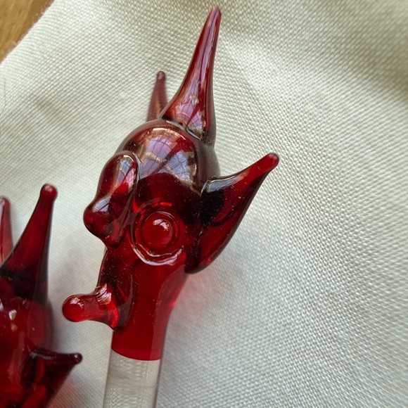3 Hand blown Glass Devil Swizzle Sticks with Pitch Fork 👺 - Picture 9 of 16
